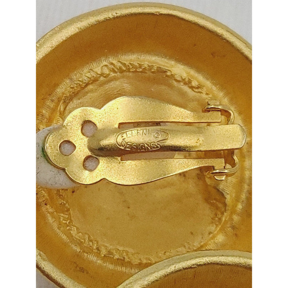 Vintage Ellen Designs Anchor Earrings Canal De Vieux Gold Tone Sailor Chunky - Picture 10 of 13